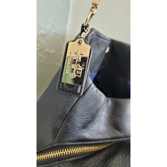 Coach Black  Leather Madison Pebbled Phoebe Shoulder Bag w Gold Hardware Purple - Picture 4 of 16